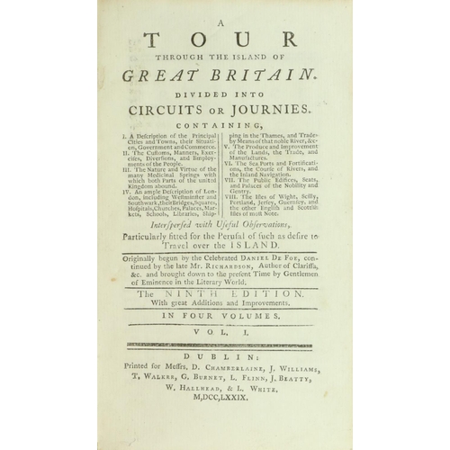 4 - de Foe (Daniel) A Tour through the Island of Great Britain, 4 vol. 12mo D. 1779. Ninth, cont. full c... 