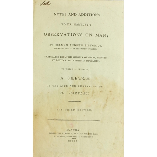 55 - Hartley (David) Observations on Man, His Frame, His Duty, and His Expectations, 3 vols. L. 1801. Fou... 