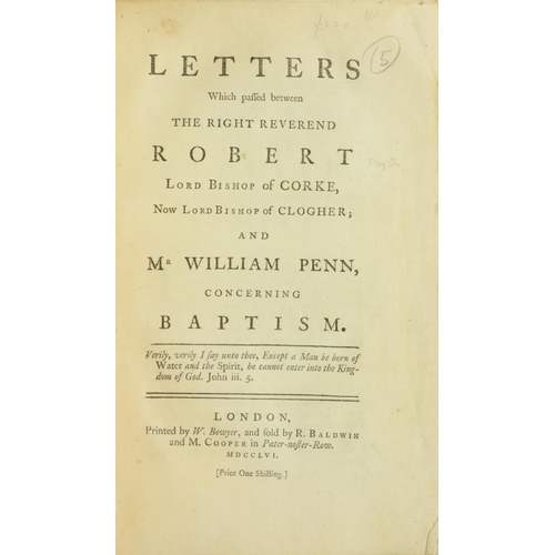 58 - [Clayton (Bp. Rob.)] Letters which passed between The Rt. Rev. Robert Lord Bishop of Corke,... and M... 