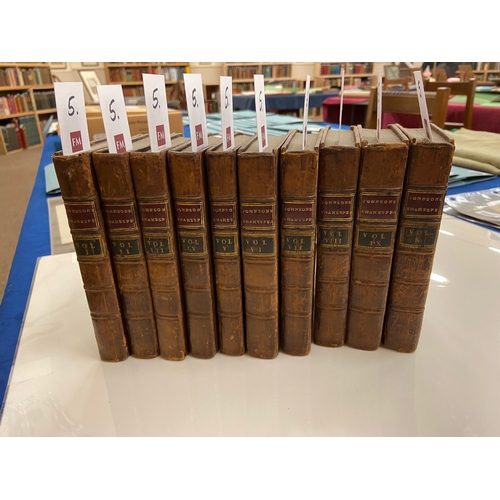 5 - Shakespeare: [Johnson (Ben)] The Plays of William Shakespeare, 10 vols. 12mo Dublin (for A. Leathley... 