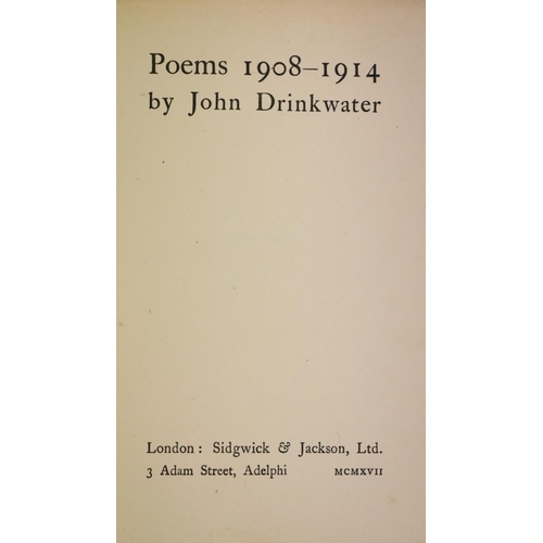 22 - Inscribed by the Author  Drinkwater (John) Poems 1908 - 1914, 8vo L. (Sidgwick & Jackson) 1917, ... 
