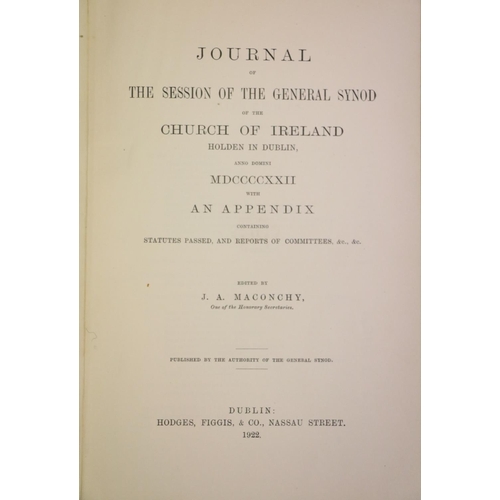 29 - Maconchy (J.A.) ed.   Journal of the Session of the General Synod of the Church of Ireland Holden in... 