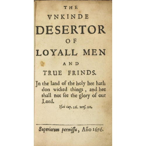 40 - In Original Vellum Binding  [French (V. Rev.Dr. Nicholas, Bp of Ferns)] The Unkinde Desertor of Loya... 