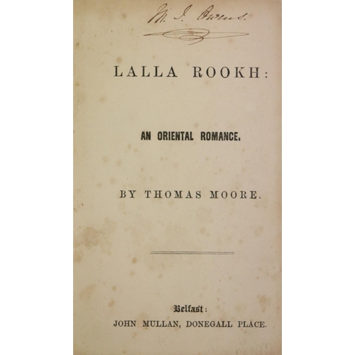 42 - Moore (Thomas) Lalla Rookh - An Oriental Romance, 12mo, Belfast (John Mullan) n.d., green cloth with... 