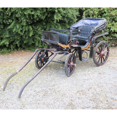 12A - A fine quality 19th Century French Child's Pony Trap, with deep button leather seats, and upholstery... 