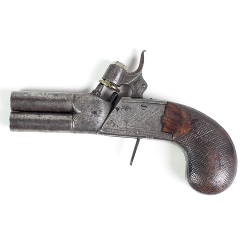 16 - A rare & unusual Irish 19th Century double barrel under and over Pocket Pistol, by Kavanagh, Dub... 