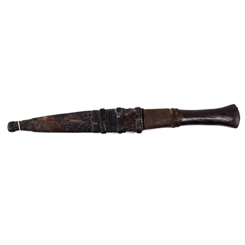 19 - Two 19th Century African Daggers, with decorated leather scabbards and handles. (2)