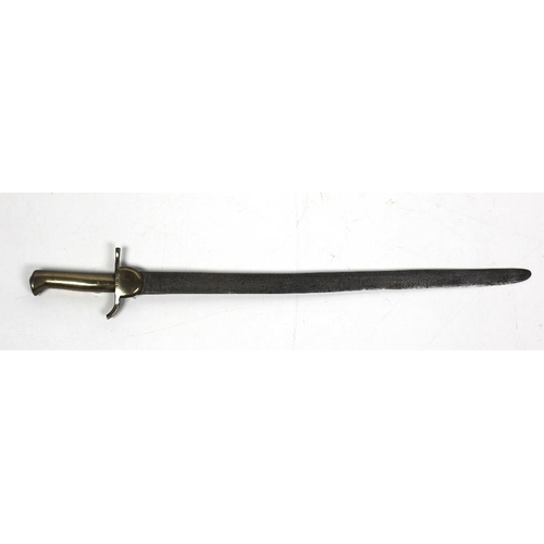 29 - A large early 19th Century steel blade Sword Bayonet, with honeycomb design brass handle, the blade ... 