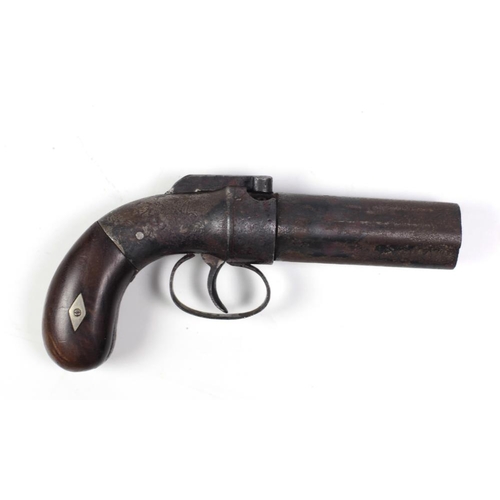 33 - An antique c. 1857 cast steel and wooden handled six barrel pepperbox Pistol, by Manhattan Fire Arms... 