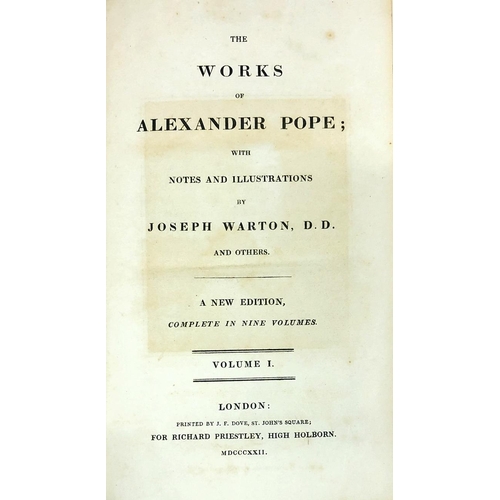 46 - Bindings: Pope - Warton (Joseph)ed. etc. The Works of Alexander Pope: with Notes and Illustrations. ... 