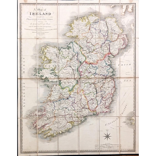 16 - Irish Maps: Cary (John) New Map of Ireland, fold. linen backed map, hd. cold. in outline, approx. 30... 