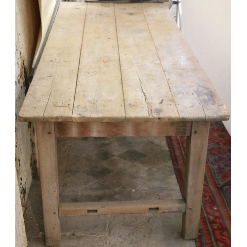 10 - One large antique pine Kitchen Table, and two very good smaller similar ditto. (3)