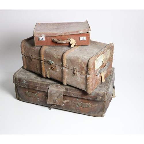 2 - A collection of wooden leather and tin Trunks, cases, boxes, etc., some inscribed 'Alexander'. As a ... 