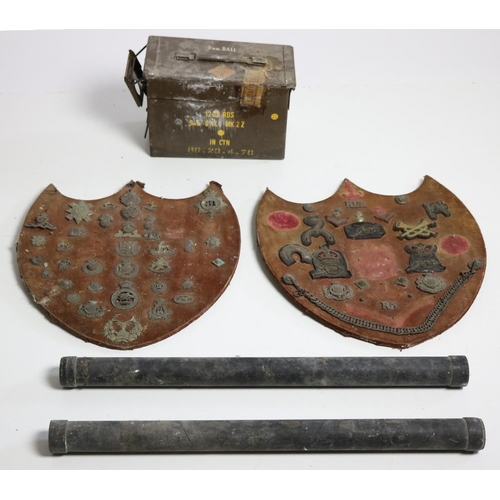 21 - Militaria: A good collection of approx. 50 varied brass and embroidered Cap and Shoulder Badges, mou... 