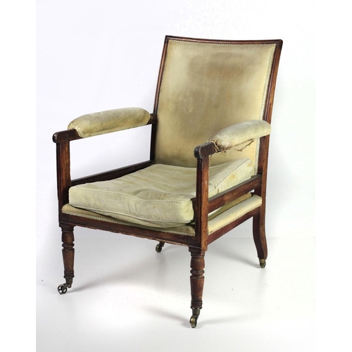50 - A large 19th Century mahogany framed bergere type Library Chair, now upholstered, together with a wa... 