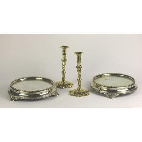 5 - A pair of Victorian circular Kings pattern Table Centres, with mirror insets; together with a pair o... 