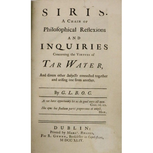 24 - [Berkeley (George)] Siris, A Chain of Philosophical Reflexions and Inquiries Concerning the Virtues ... 