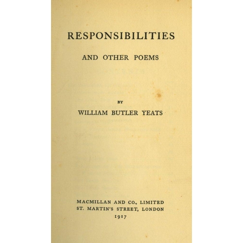 35 - With Original Manuscirpt Poem by F.R. Higgins  Yeats (W.B.) Responsibilities (Poems). L. 1917, Macmi... 