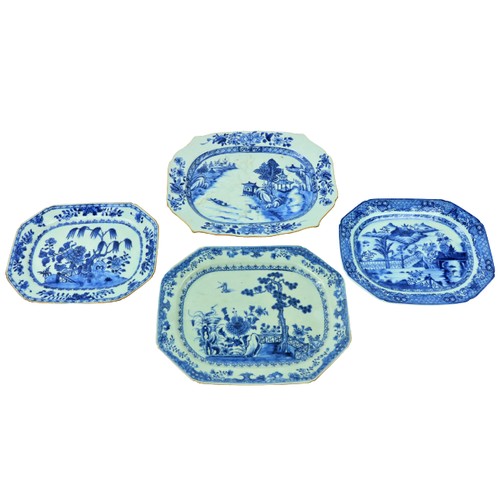 3 - A rectangular Chinese blue and white Xianczchi porcelain Platter, of rectangular serpentine form, de... 
