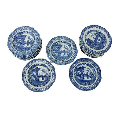 56 - A very good set of 17 - 18th Century blue and white Chinese Bowls, each of octagonal form and decora... 