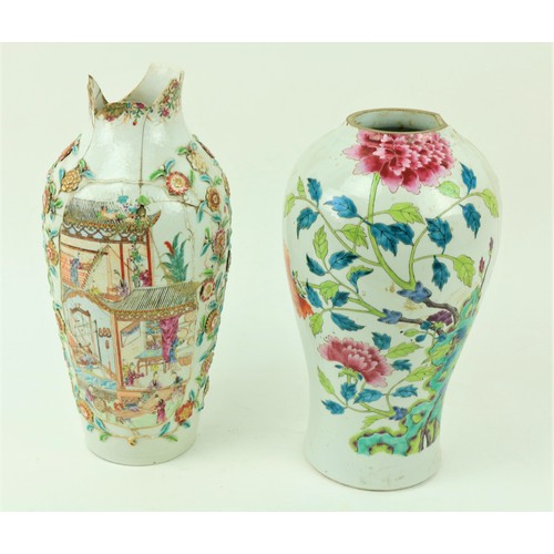 15 - An 18th Century Chinese Famille Rose baluster shaped Vase, decorated with flowers, 14