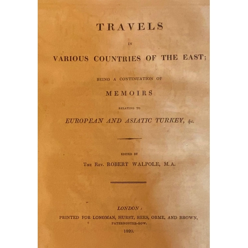 11 - Walpole (Robert) Memoirs Relating to European and Asiatic Turkey, lg. 4to Lond. 1817. Vignette title... 