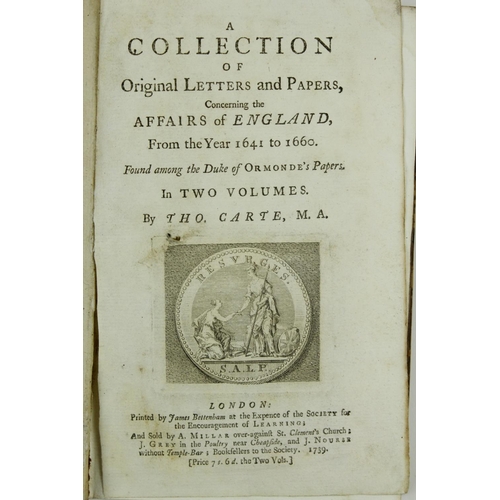 28 - Carte (Tho.) A Collection of Original Letters and Papers, Concerning the Affairs of England from the... 