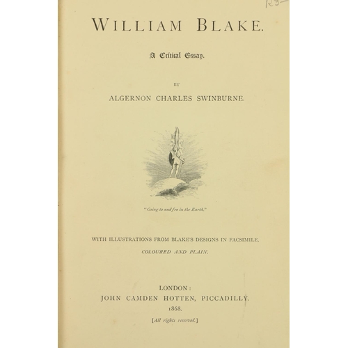 60 - Swinburne (Algernon Chas.) William Blake. A Critical Essay, 8vo Lond. (J. Camden Hotten) 1868.&... 