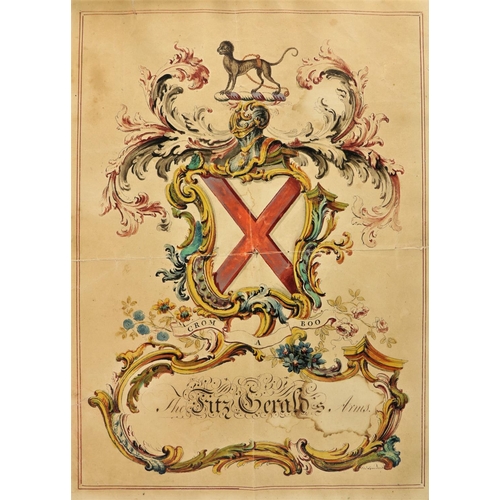 389 - Extremely Important DrawingEdward Lyons, Irish (1726-1801)Genealogy:  The FitzGerald's Arms of Carto... 
