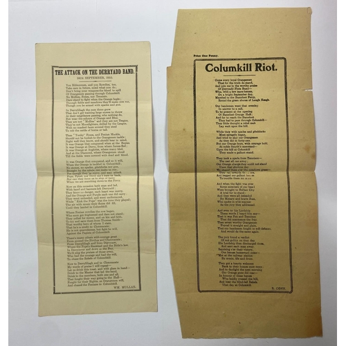 684 - Orange Ballad Sheets. Two broadside Orange Ballads, 'The Attack on the Derryadd Band, 24th September... 