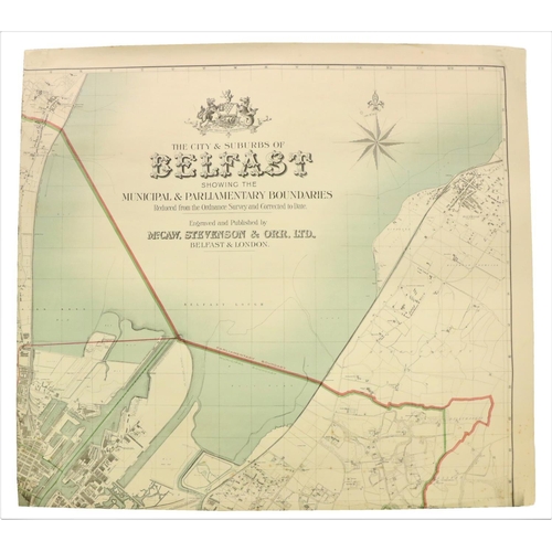 760 - Maps:  The City and Suburbs of Belfast showing the Principal and Parliament Boundaries, engraved and... 