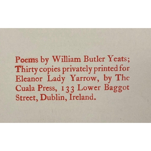 785 - Private Edition One of 30 Copies OnlyYeats (William Butler). Poems.  Cuala Press, D. 1935, sm. qto, ... 