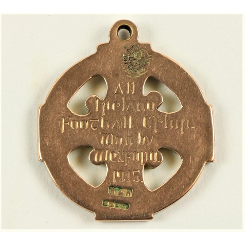 997 - 1915 All-Ireland Football Winners Medal:  G.A.A. Football, 1915 (Wexford), 9ct gold Celtic Cross Med... 