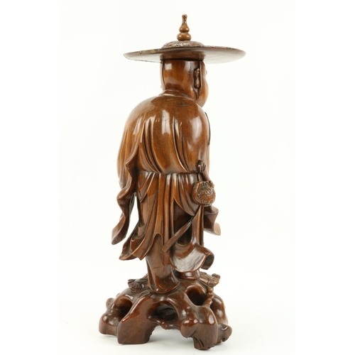 46 - A very good 19th Century Japanese carved boxwood Figure, of a Street Vendor, approx. 41cms (16