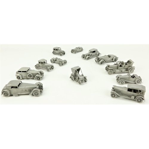 56 - A collection of 12 heavy Franklin Mint Model Cars, Lagonda, Rolls Royce, Bentley Barnato, Bullnose M... 