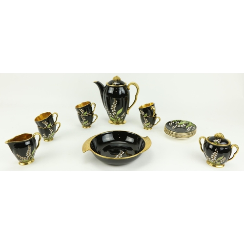 60 - An attractive 18 piece Carltonware Coffee Set, Noire Royale hand painted design. (18)... 