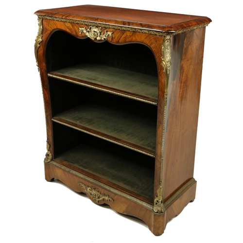 45 - An attractive 19th Century Louis XV style ormolu and kingswood Open Bookcase,  of small proportions,... 