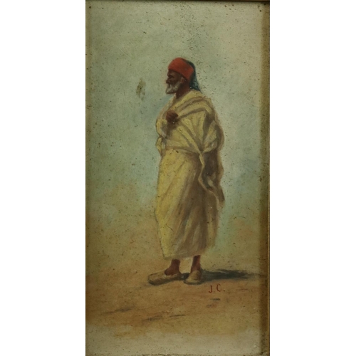 28 - J.C. - late 19th Century'Portrait Study of an Arab Man,' O.O.Board, signed with initials, J.C. 8 1/2... 