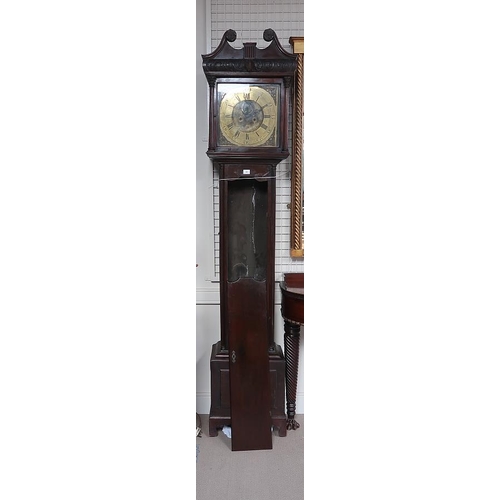 43 - A George III Irish longcase clock by Robert Rose, Dublin, circa 1760 with brass dial, broken pedimen... 