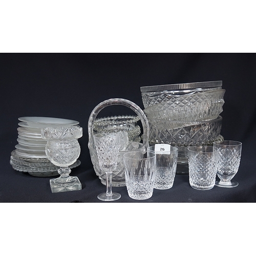 26 - A collection of glassware including moulded fruit bowls, plates, Waterford crystal etc.