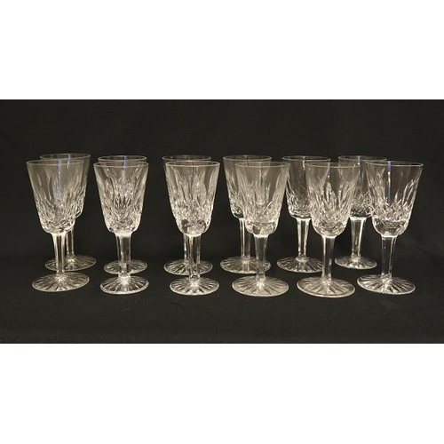 12 - A set of twelve Waterford crystal 'sherry' glasses, height 13 cms.