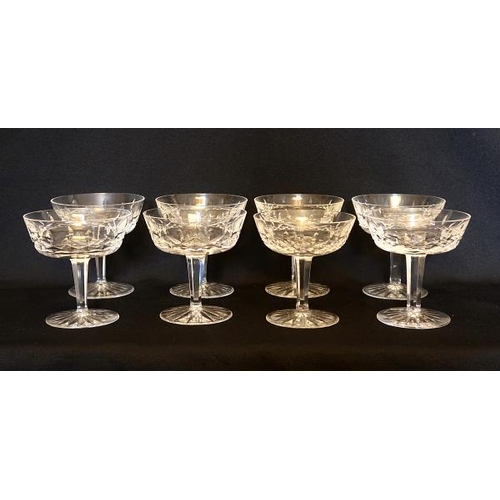 20 - A set of eight Waterford crystal champagne saucers, height 10.5 cms.
