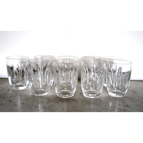 30 - A set of nine Waterford crystal water goblets., height 11 cms.