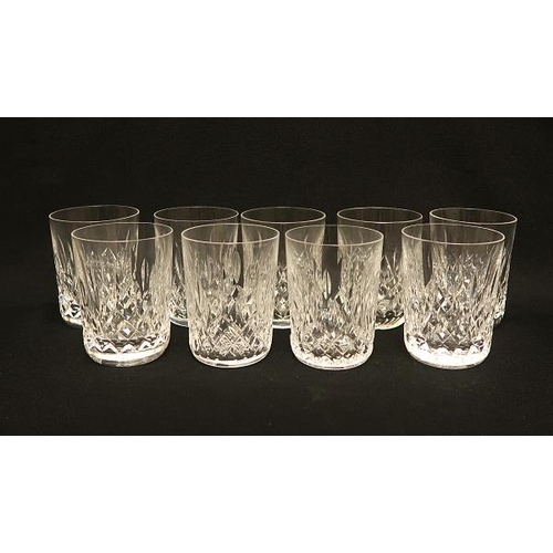 9 - A set of nine Waterford crystal tumblers, height 9.5 cms.
