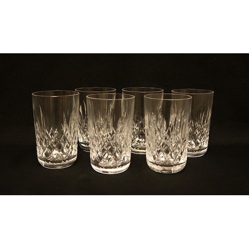 15 - A set of six Waterford crystal whickey tumblers, height 12 cms.