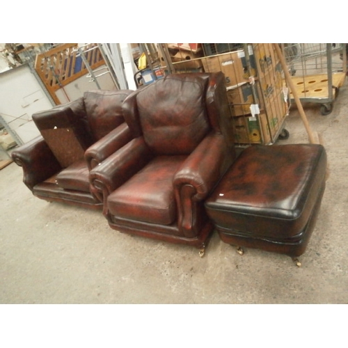 Thomas Lloyd 2 Seater Leather Sofa With Matching Chair And Matching Footstool