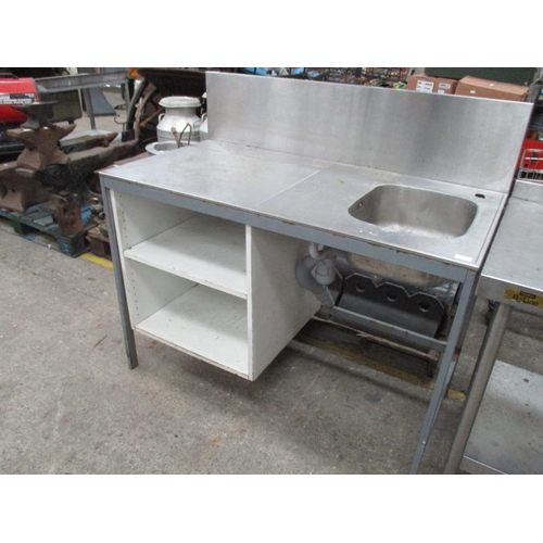 Stainless steel table with sink, 50x 25x 35 inch. Ideal for outdoor BBQ