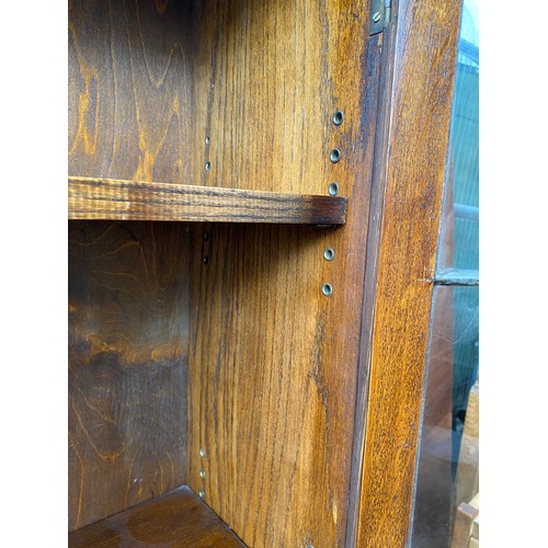 49 - Antique Oak Tall Standing Display Cabinet With Adjustable Shelves and 3 Bottom Drawers
Height - 156c... 
