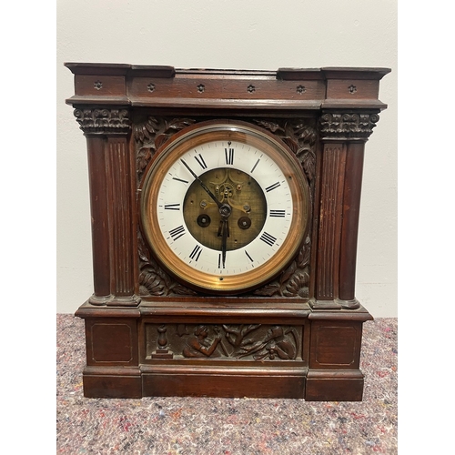 19th Century French Oak Carved Mantle Clock A/F