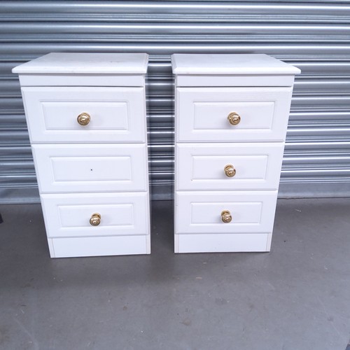 18 - Pair of white Bedside cabinets each is 39 x 39 x68cm.